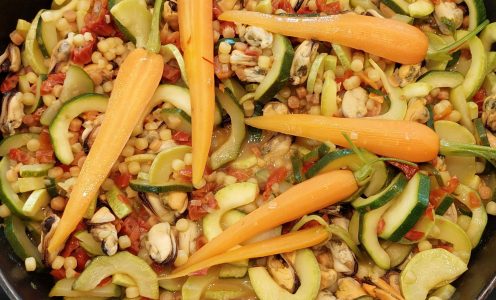 Fregola mit Safran und Muscheln – Fregola con zafferano e cozze