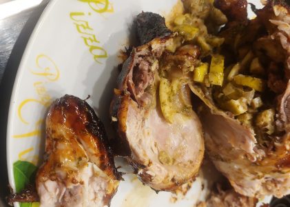 Brathähnchen mit Koriander und Zitrone vom Drehspieß